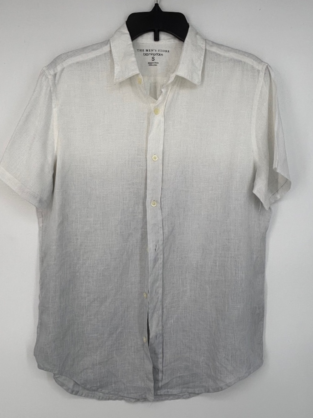 The Men's Store Size Small Button Front Shirt 100% Linen White to Gray Ombre SS